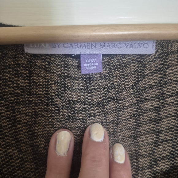 Luxe By Carmen Marc Valvo 1X Animal Print Fit & Flare Sweater Dress - Picture 2 of 6